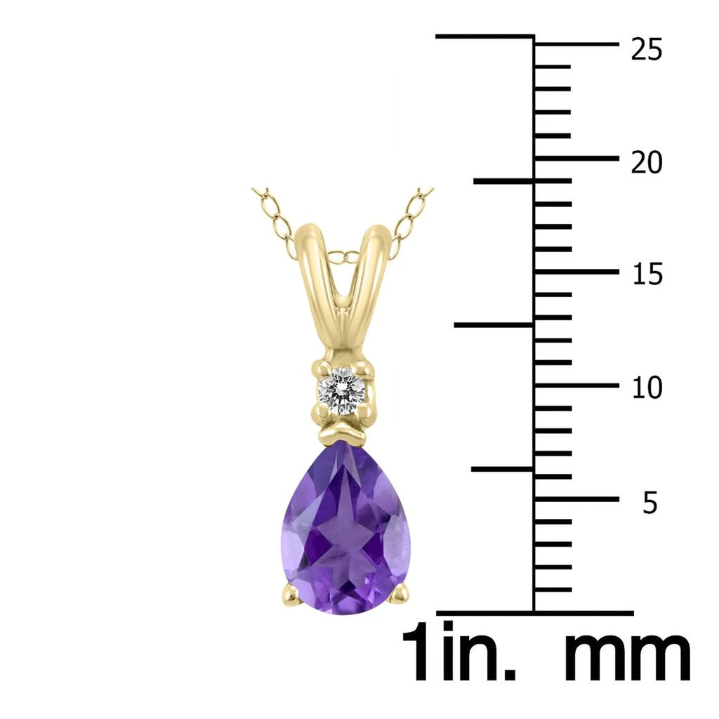 SSELECTS 14K Yellow Gold 8X6Mm Pear Amethyst And Diamond Pendant 3