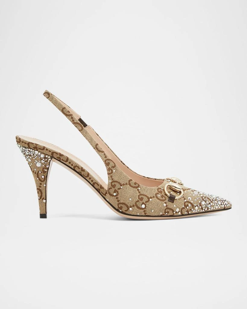 Gucci Erin GG Crystal Canvas Slingback Pumps 1