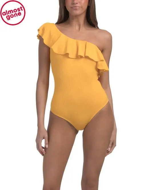 Shoshanna Made In Usa Ruffle One Shoulder