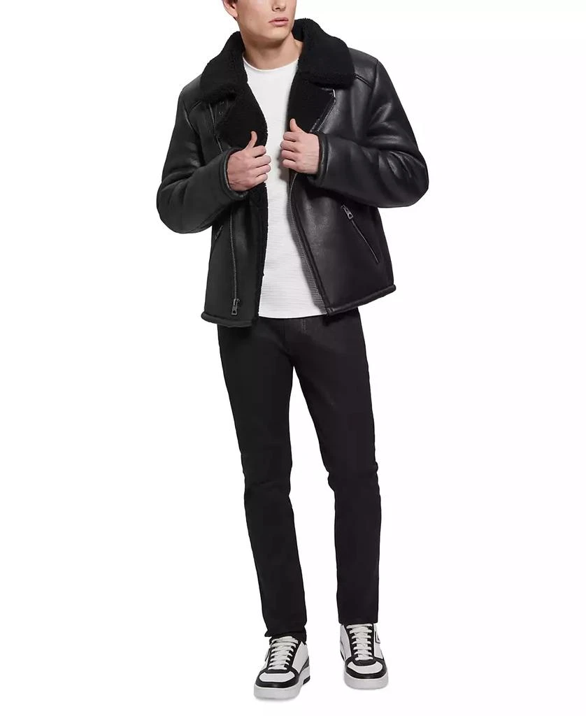 GUESS Men's Toni Asymmetrical Faux Leather Jacket 7