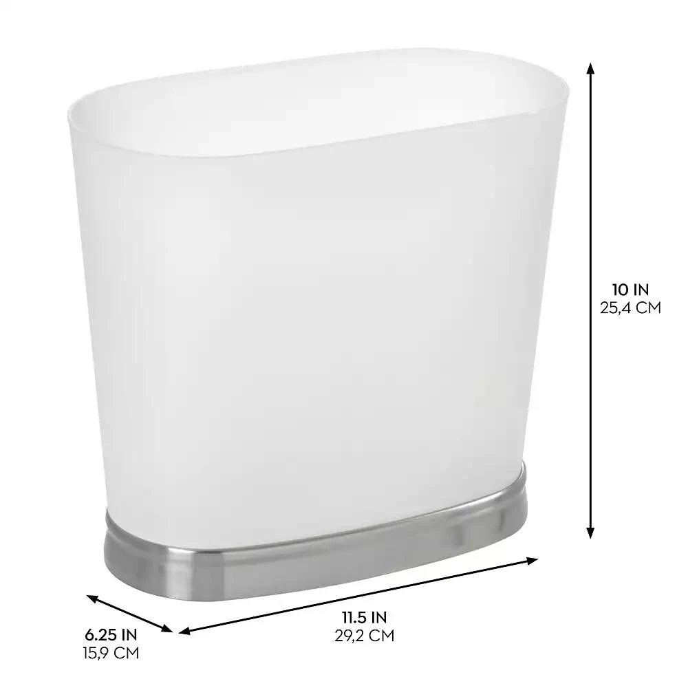 iDesign Oval Bathroom Trash Can, Set of 2, Frost/Brushed Nickel, Made in USA 8