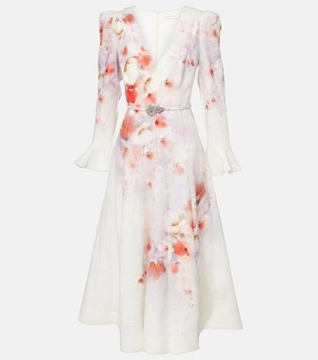 zimmermann crush scalloped midi dress Zimmermann - Crush crystal-embellished scalloped linen midi skirt