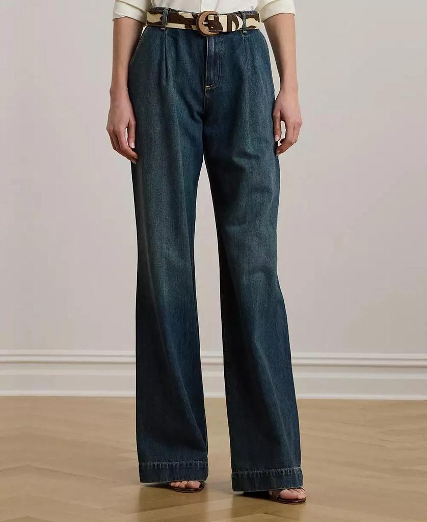 Ralph Lauren Women's High-Rise Pleated Wide-Leg Jeans 2