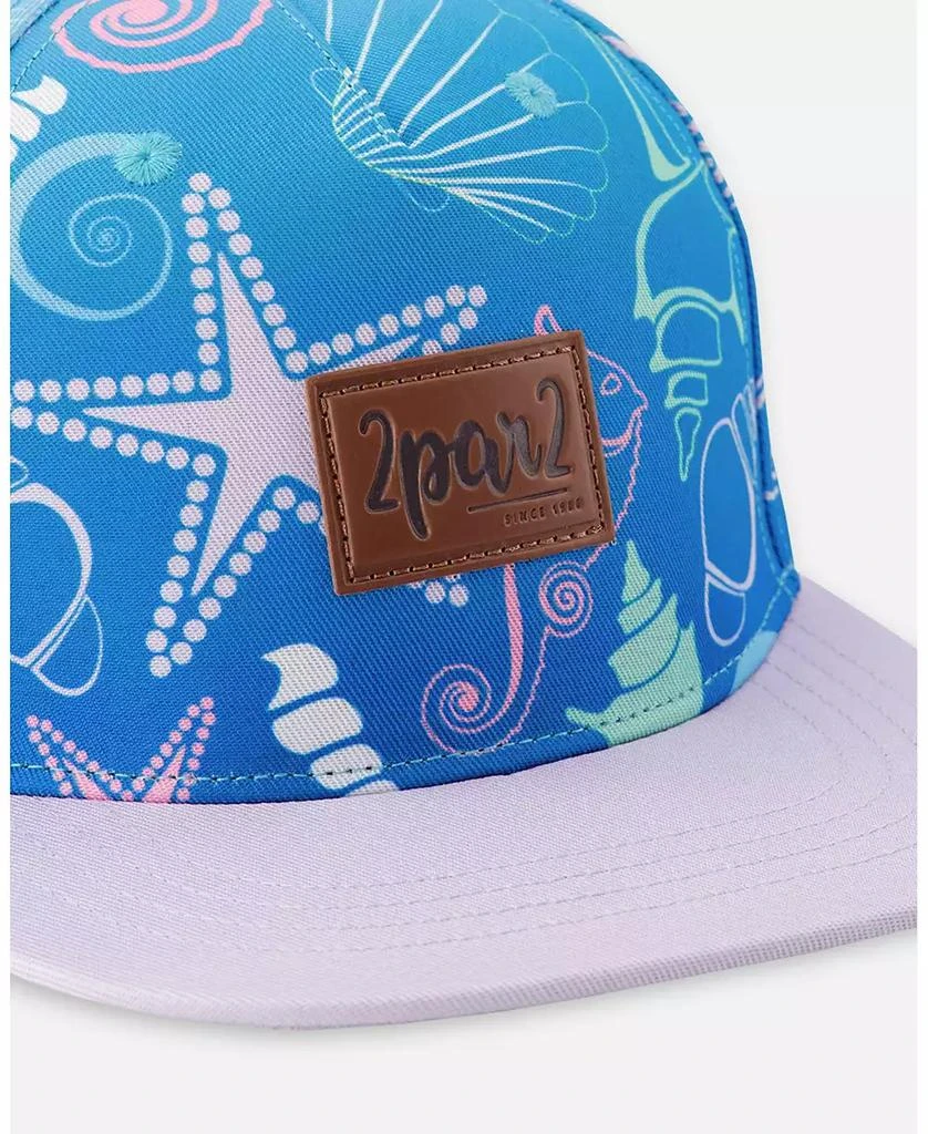 Deux par Deux Baby Girls Cap Blue Shell Print 3