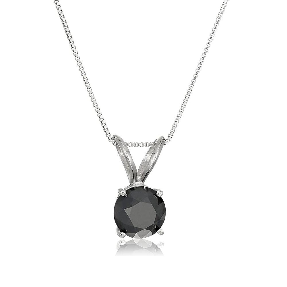 Vir Jewels 4.50 cttw Black Diamond Solitaire Pendant .925 Sterling Silver Round with Chain