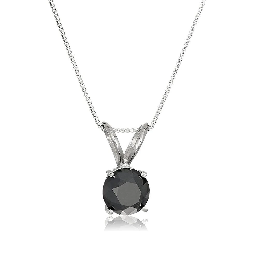 Vir Jewels 4.50 cttw Black Diamond Solitaire Pendant .925 Sterling Silver Round with Chain 2