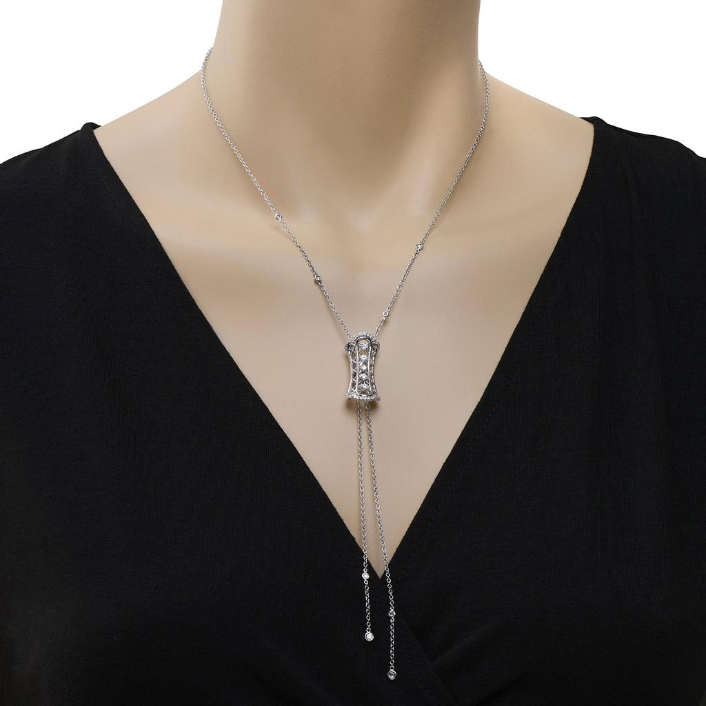 Damiani Damiani Burlesque 18K White Gold, Round Brilliant Cut Diamond 0.81ct. tw. Lariat Necklace 20049153