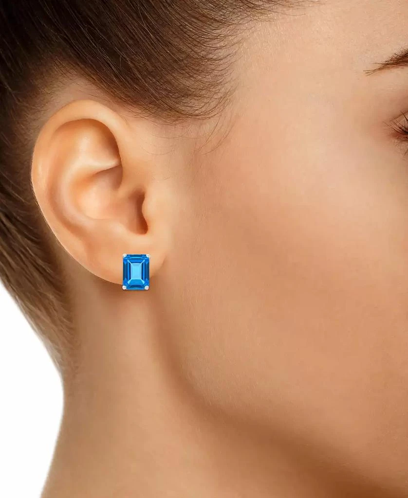 Macy's Blue Topaz (4 ct. t.w.) Stud Earrings in 14K Yellow Gold or 14K White Gold 2