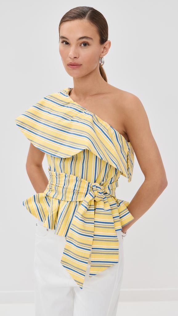 STELLA JEAN One Shoulder Striped Top