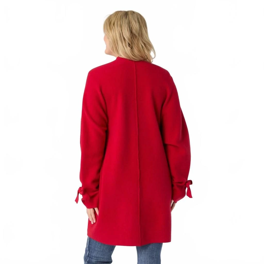 COCO + CARMEN Heavenly Luxe Bow Sleeve Cardigan In Red 2