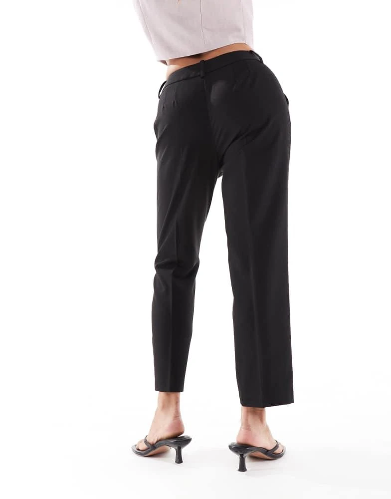ASOS ASOS DESIGN Petite tailored seam detail slim straight ankle grazer trousers in black 5