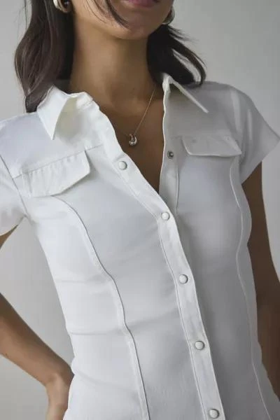 BDG Silence + Noise Polly Slim Short Sleeve Snap-Button Shirt 2
