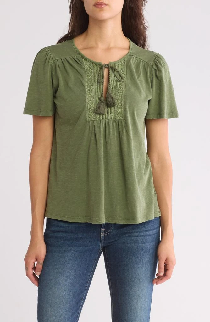 Lucky Brand Embroidered Flutter Sleeve Top 1