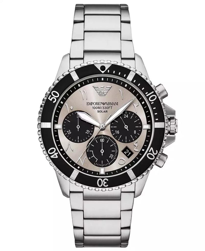 Emporio Armani Men's World Explorer Solar-Powered Chronograph Stainless Steel Watch, 43.5mm