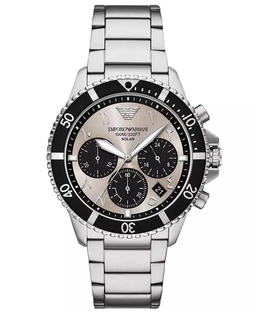 Emporio Armani Men's World Explorer Solar-Powered Chronograph Stainless Steel Watch, 43.5mm 1