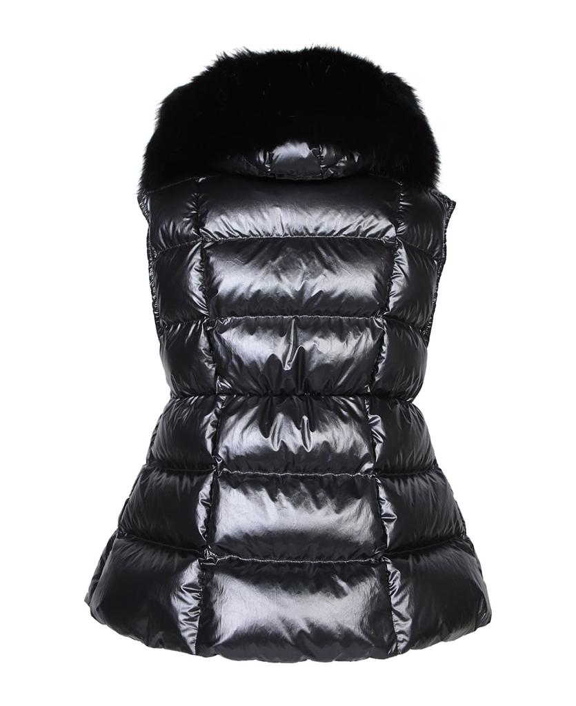 Moncler MONCLER JACKET, ANSE MODEL, METALLIC GREY. 
FITTED CUT. 
SLEEVELESS. 
HOOD WITH REMOVABLE FUR. 
ZIPPED FRONT CLOSURE. 
ZIPPED SIDE POCKETS.