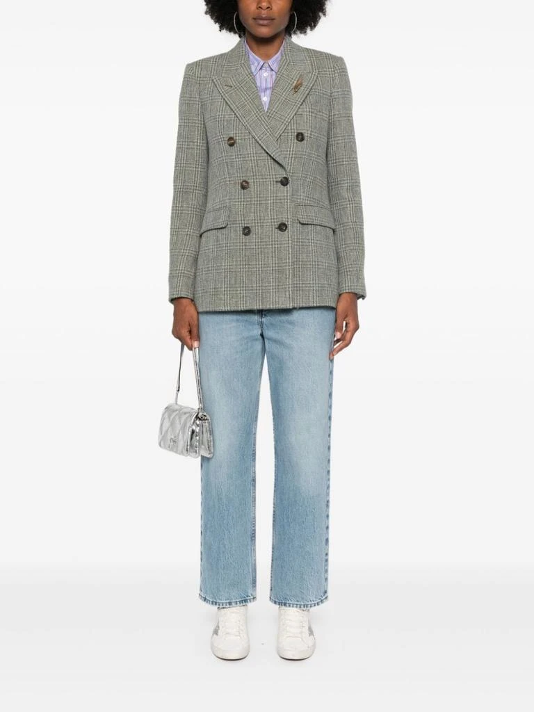 Golden Goose Grey Virgin Wool Check Pattern Double-Breasted Jacket 2