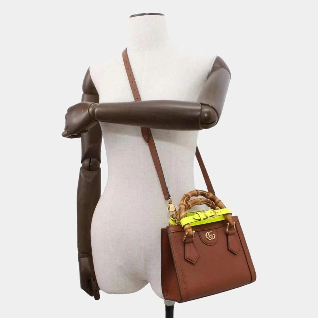 Gucci Gucci Brown Leather Mini Bamboo Diana Tote Bag 2