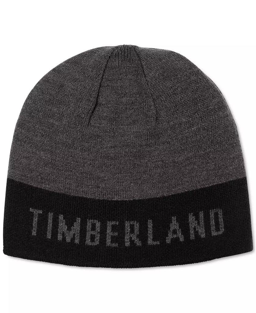 Timberland Men's 2-In-1 Reversible Logo Jacquard Beanie