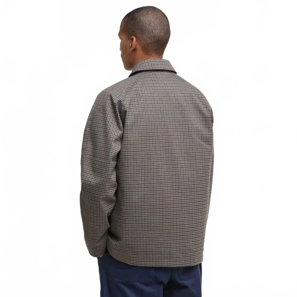 Barbour Short Lorden Showerproof Jacket In Stone/navy Check 2