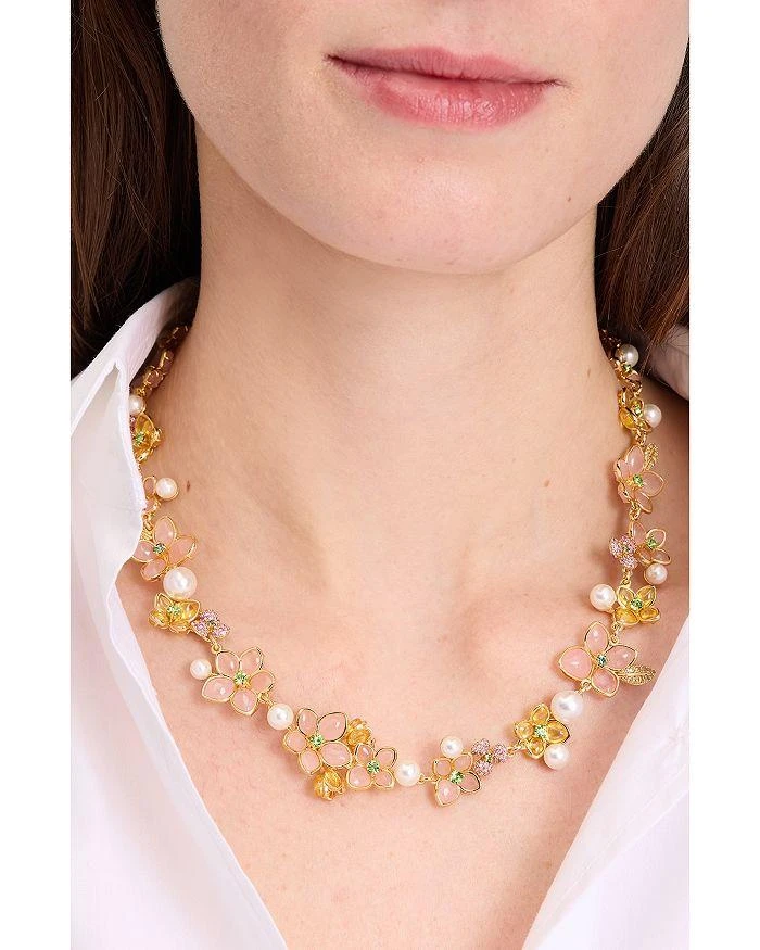 Kate Spade Pastel Petals Mixed Stone Flower Statement Necklace in Gold Tone, 16" 2