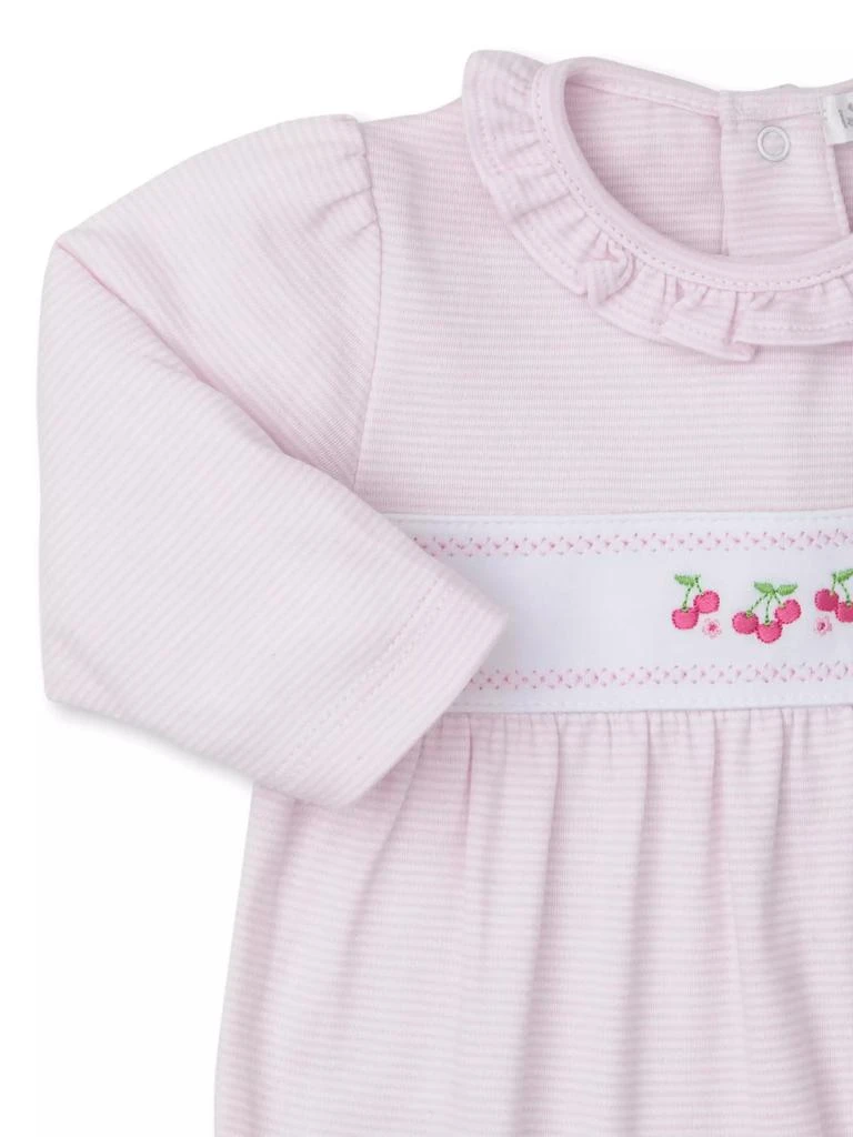 Kissy Kissy Baby Girl's Cherry Embroidered Striped Ruffled Footie 2