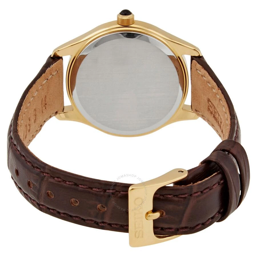 Seiko Quartz White Dial Brown Leather Ladies Watch SWR072P1 3