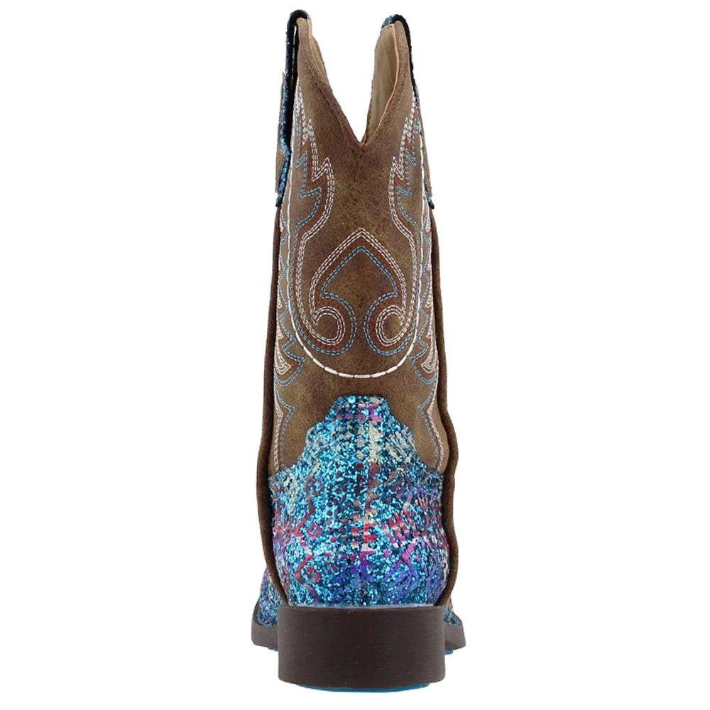 Roper Southwest Glitter Square Toe Cowboy Boots (Little Kid-Big Kid) 3