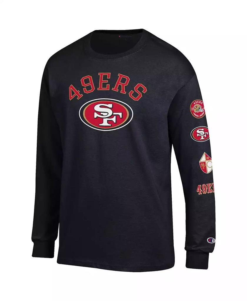 CHAMPION Men
s Black San Francisco 49ers Seal Long Sleeve T-Shirt