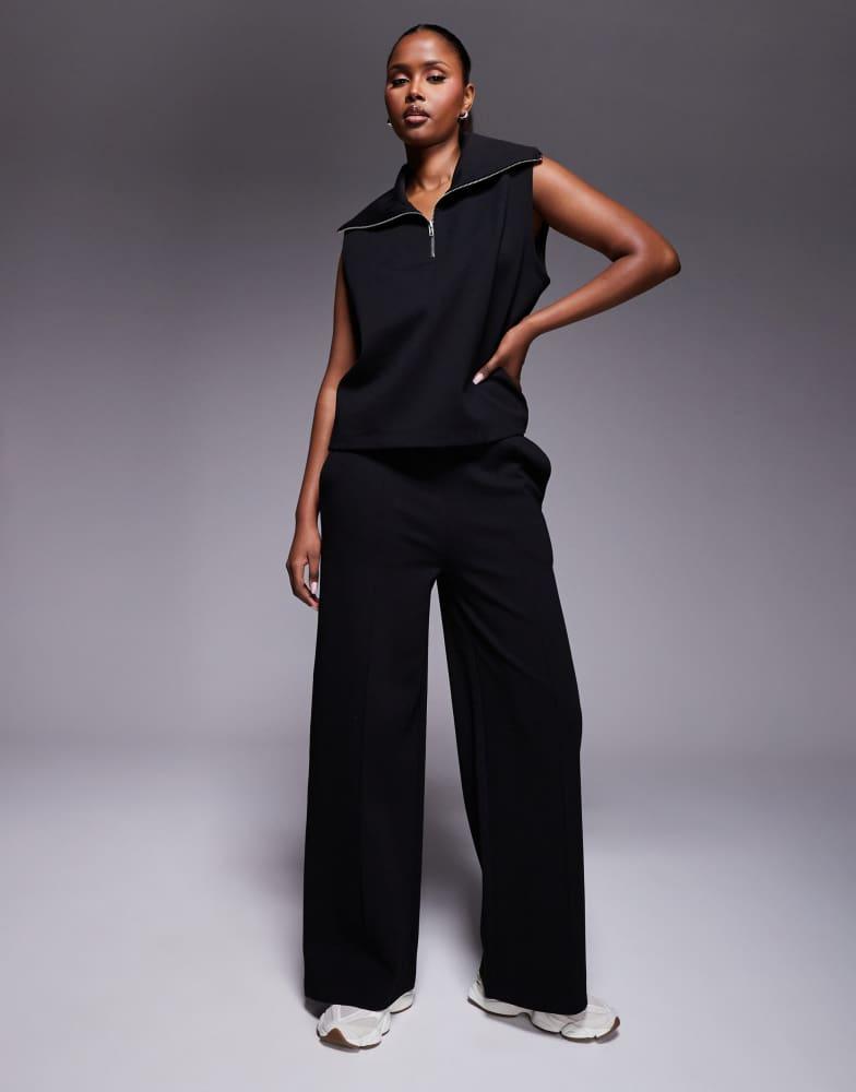 ASOS ASOS DESIGN interlock wide leg co-ord joggers in black - Joggers -  BeyondStyle