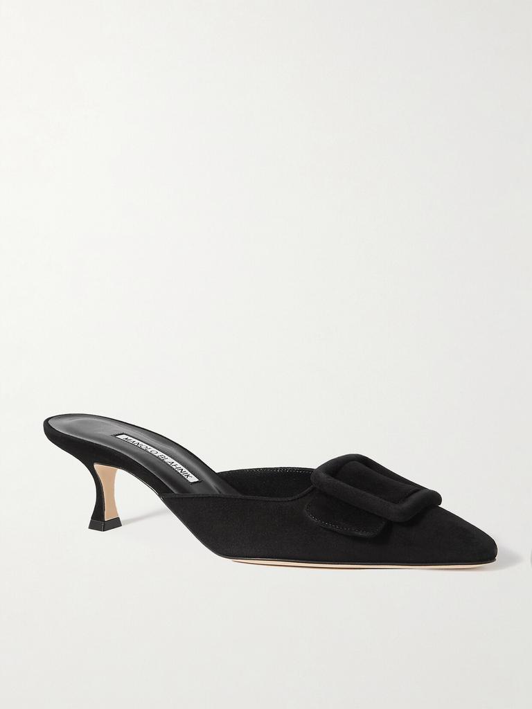 Manolo Blahnik Maysale 50 搭扣绒面革穆勒鞋 - IT35 - Slippers
