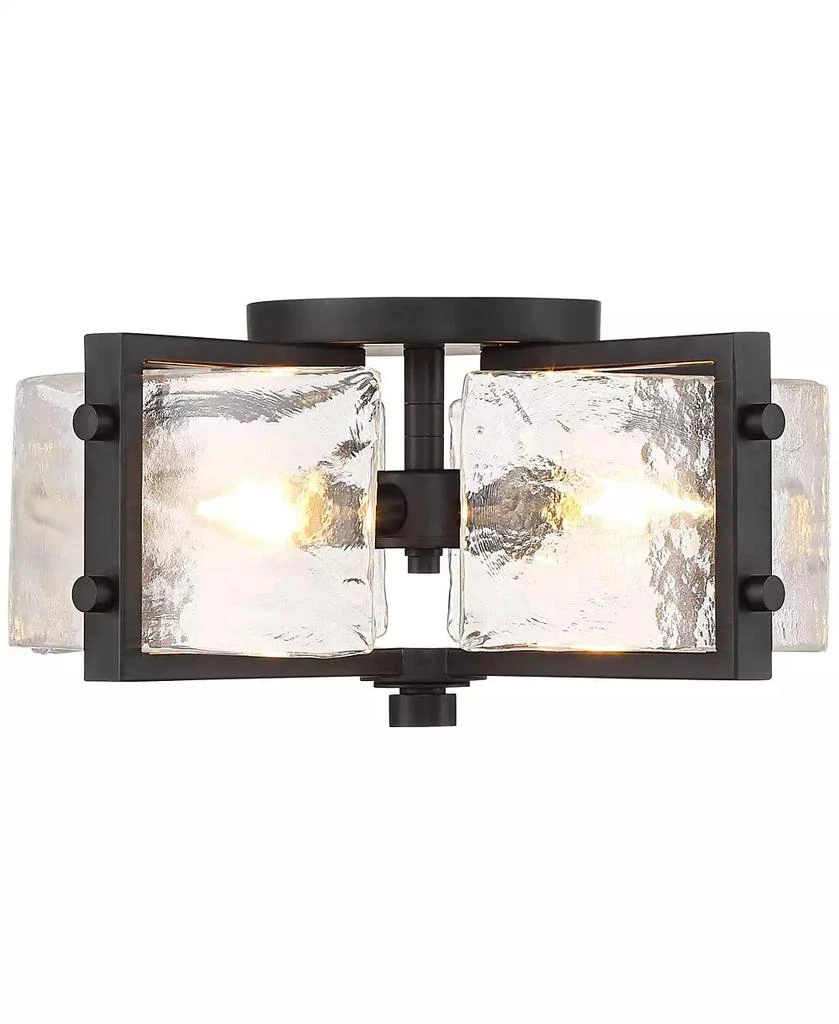 Possini Euro Design Adri Modern Ceiling Light Flush Mount Fixture 4-Light 16.50" Wide Black Metal Curved Textured Glass Panels for Bedroom Kitchen Living Room 5