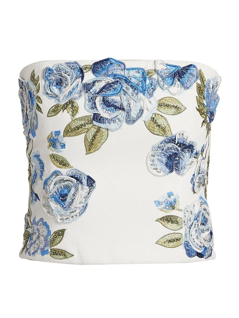 Alice + Olivia Cece Floral Embroidered Crop Top 1