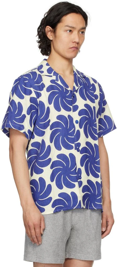 OAS Blue & Off-White Nebula Cuba Linen Shirt 2