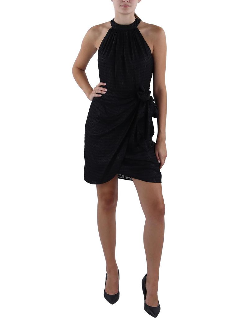 Gabby Skye Womens Above Knee Side Tie Halter Dress