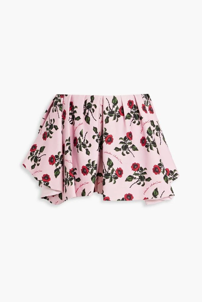 Valentino Skirt-effect floral-print wool and silk-blend crepe shorts 1