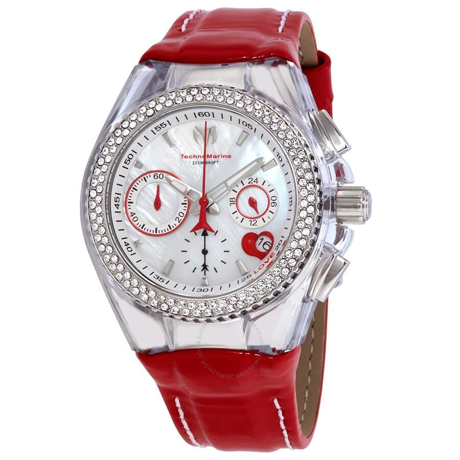 TechnoMarine Open Box - Technomarine Cruise Valentine Chronograph Crystal Mother of Pearl Dial Ladies Watch 117001 1