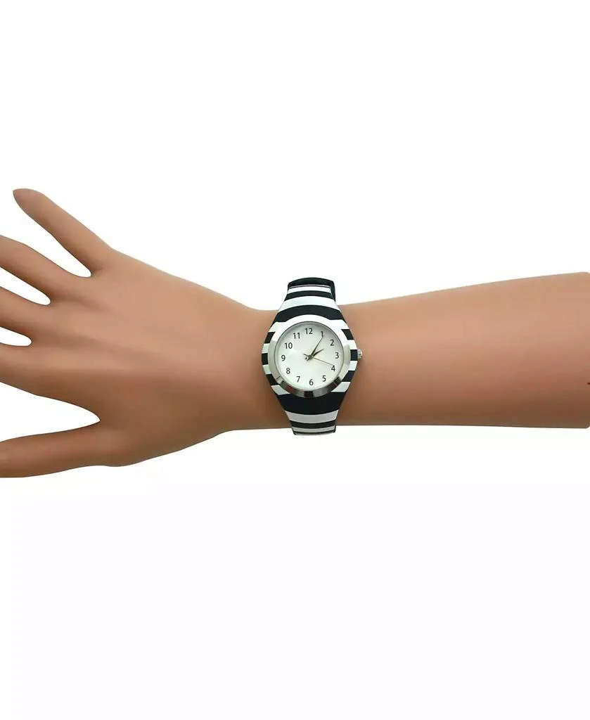 Olivia Pratt Black Stripped Silicone Band Women Watch 2