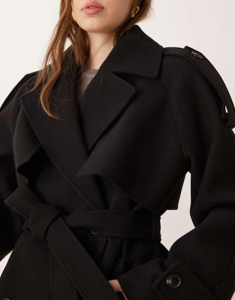 ASOS ASOS DESIGN oversized formal trench coat with strong shoulder in black 4