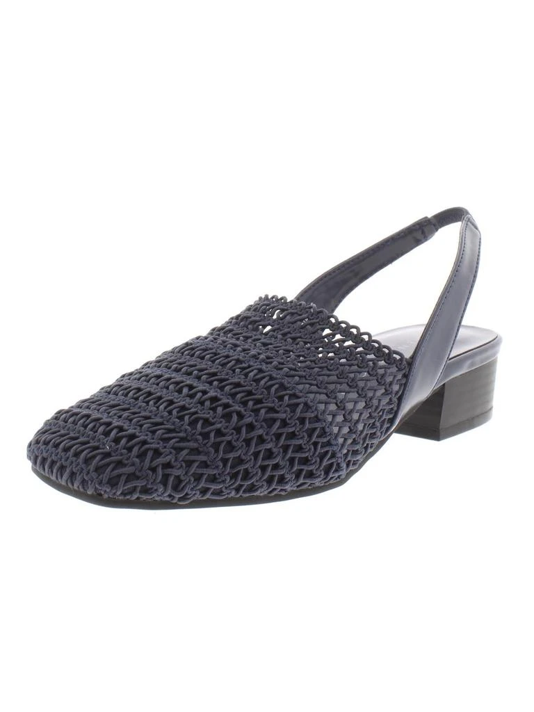 Karen Scott Carlton Womens Crochet Stacked Heel Slingback Sandals 6