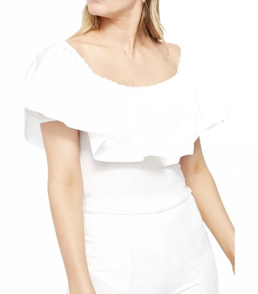 Free People Poof Goes My Heart Ruffle Bodysuit In White 1