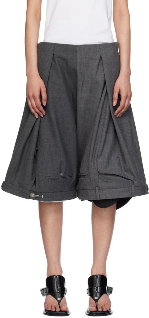 HODAKOVA Gray Suit Trouser Shorts 1