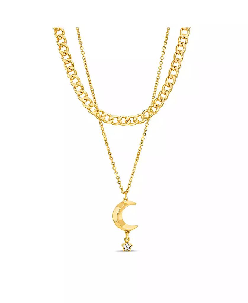 Kensie Rhinestone Double Layered Moon Necklace Set