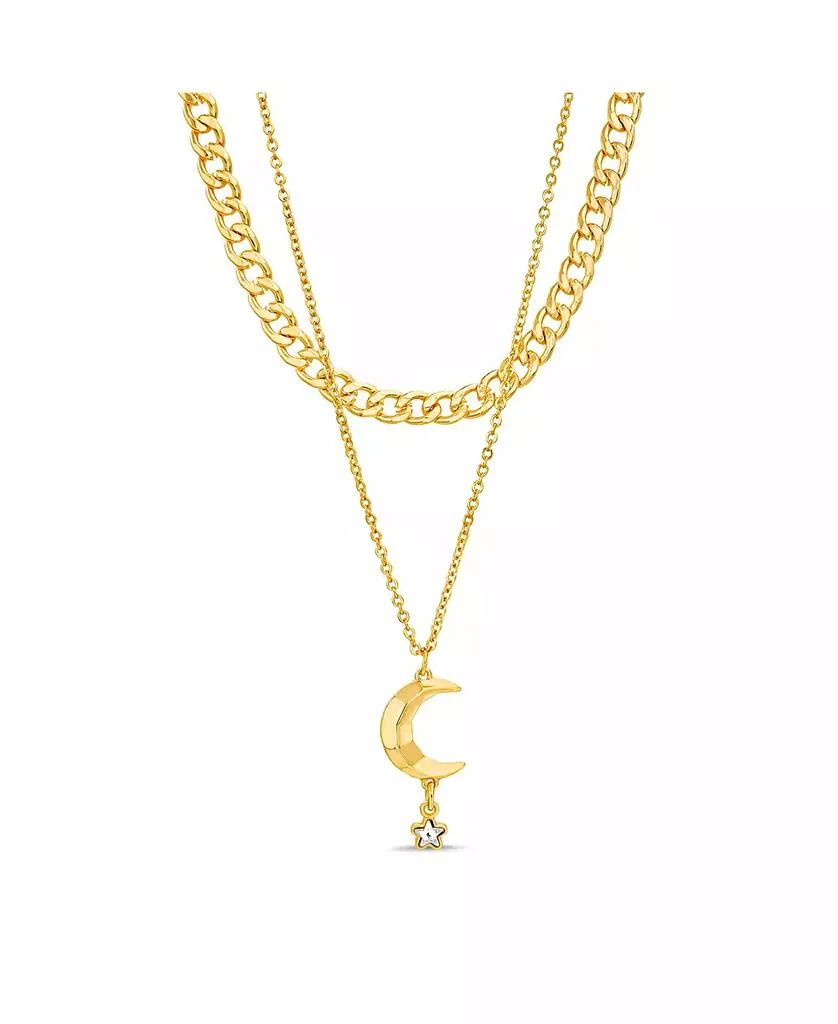 Kensie Rhinestone Double Layered Moon Necklace Set 1