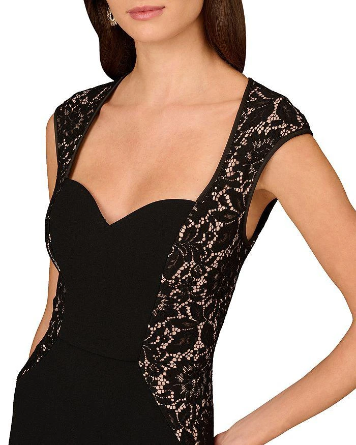 Aidan Mattox Lace Trim Crepe Column Gown 3