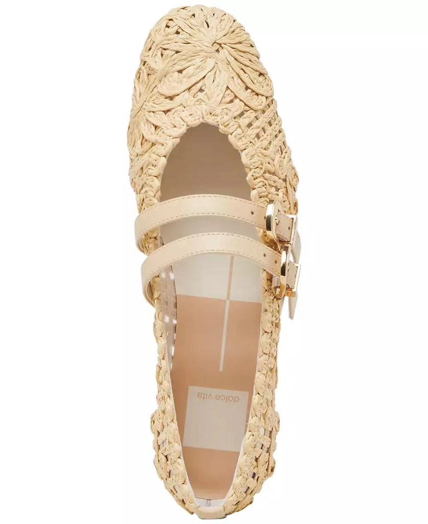 Dolce Vita Women's Baylee Sunflower Wide Width Woven Double Buckle Mary Jane Flats 4