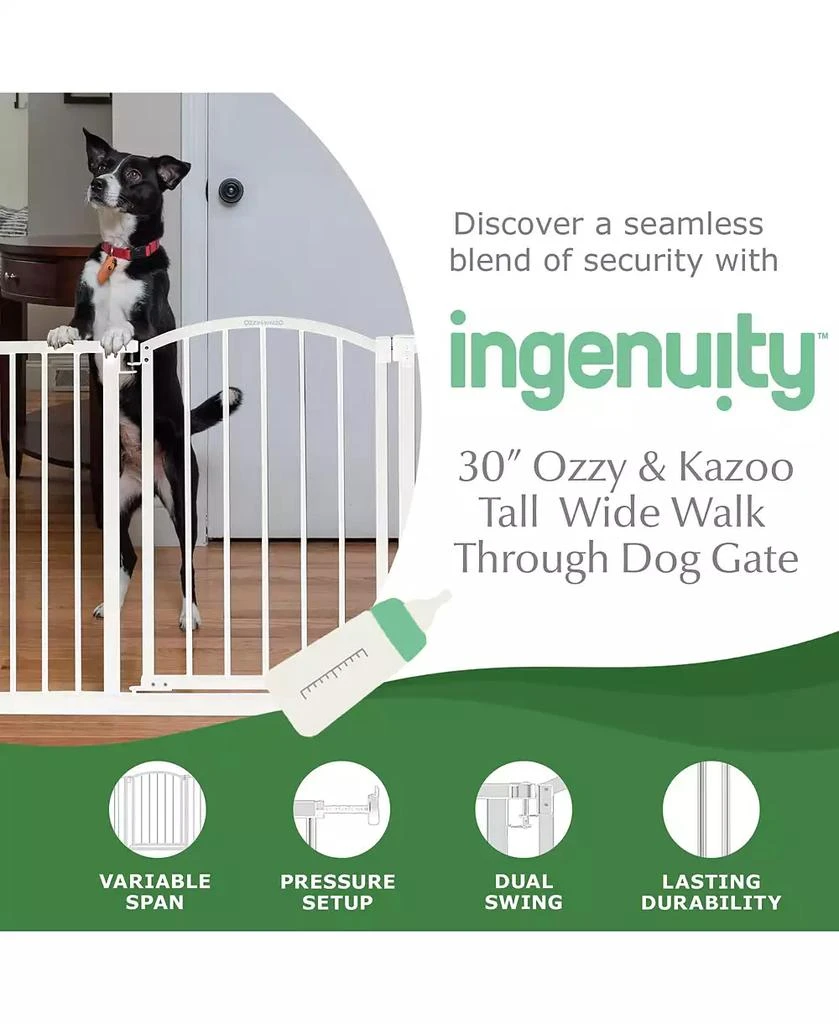 Ingenuity Ozzy 
Kazoo 30 Inch Tall Wide Walk Through Dog Gate For Doorways and Stairways 3