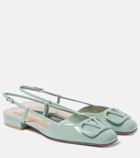 Valentino VLogo Signature leather slingback flats 1
