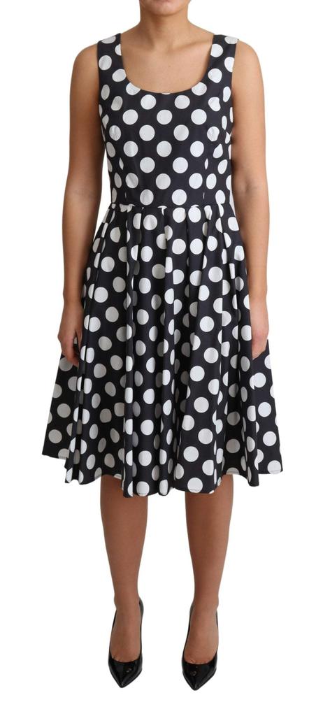 Dolce & Gabbana Dolce & Gabbana Blue Polka Dotted Cotton A-Line  Dress