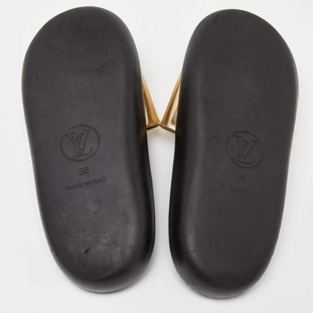 Louis Vuitton Louis Vuitton Gold Leather Sunbath Flat Slides Size 36 6